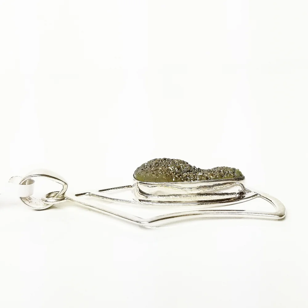 TITANIUM DRUZY GEMSTONE 925 SILVER PENDANT - Picture 4 of 11